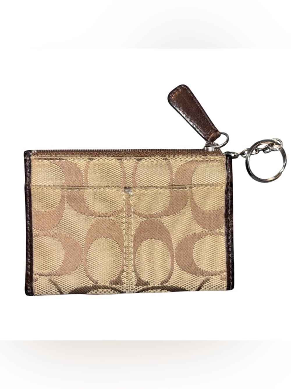 Coach Tan and Brown Signature Canvas Purse with Card Case - Picture 13 of 14